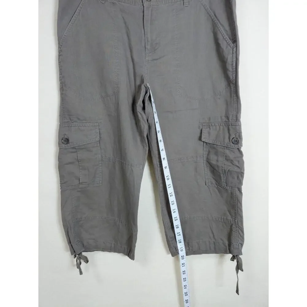 LA9 Banana Republic Safari Linen Blend Gray  Leg Cargo Pants Women Size 12
